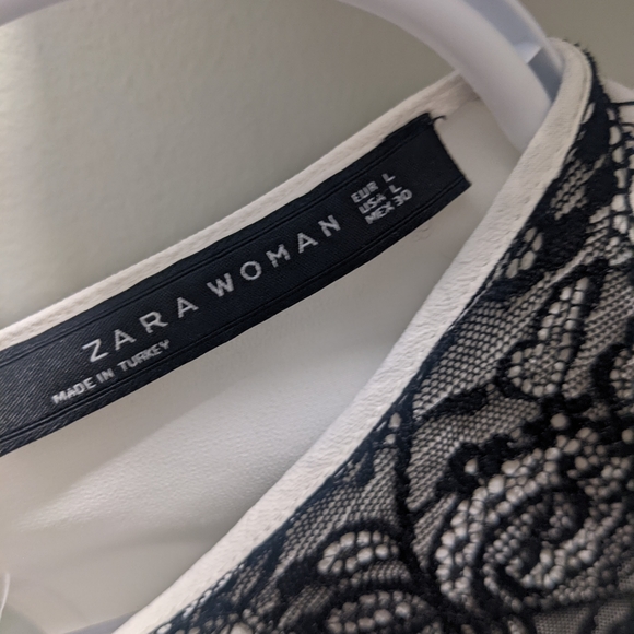 Zara White with Black Lace Shirt - Picture 2 of 3